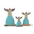 SHL475 AQUA ALBESIA WOOD CHRISTMAS DEER DECORATION