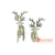 SHL478 SET OF TWO WHITE GOLDEN ALBESIA WOOD CHRISTMAS DEER DECORATIONS