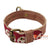 SHL488 RED BATIK PATTERNED LEATHER DOG COLLAR