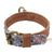 SHL489 BLUE BATIK PATTERNED LEATHER DOG COLLAR