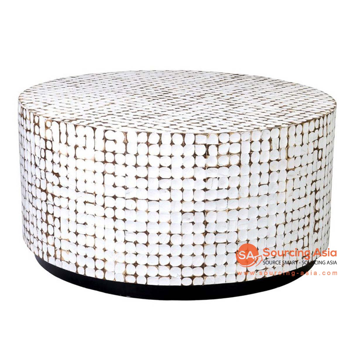 SHL495 WHITE WASH COCONUT SHELL ROUND COFFEE TABLE