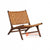 SHL527 NATURAL TEAK WOOD AND TAN LEATHER ACCENT CHAIR