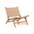 SHL528 NATURAL TEAK WOOD AND DUST PINK LEATHER ACCENT CHAIR