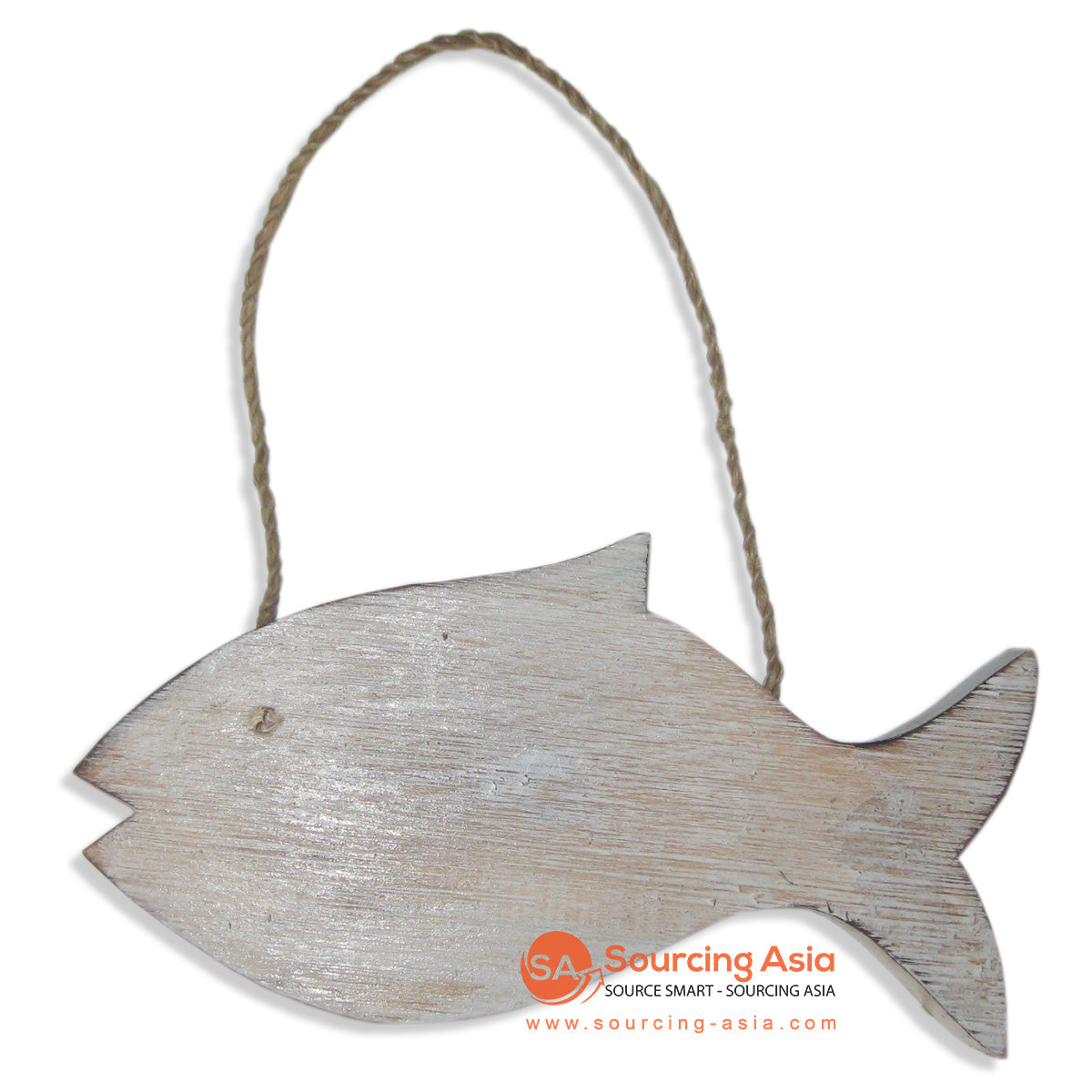SKB011-21 NATURAL AND LIGHT WHITE WASH HANGING WOODEN FISH