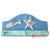 SKB015BL BLUE AND LIGHT WHITE WASH WOODEN HANGER WITH THREE HOOKS AND FISH AND STARFISH ORNAMENT