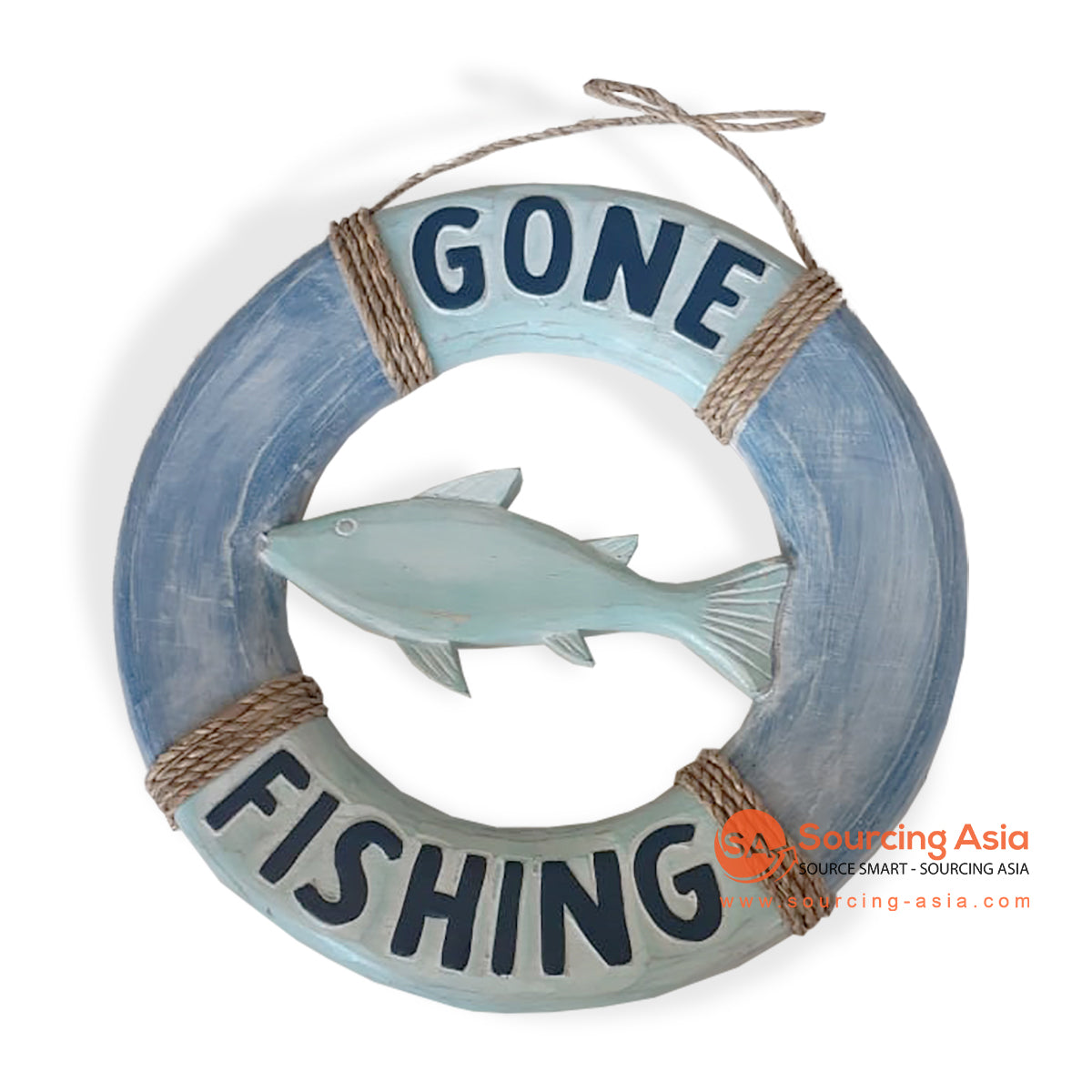 SKH008 WOODEN DECORATION SIGN "GONE FISHING" WITH FISH ORNAMENT