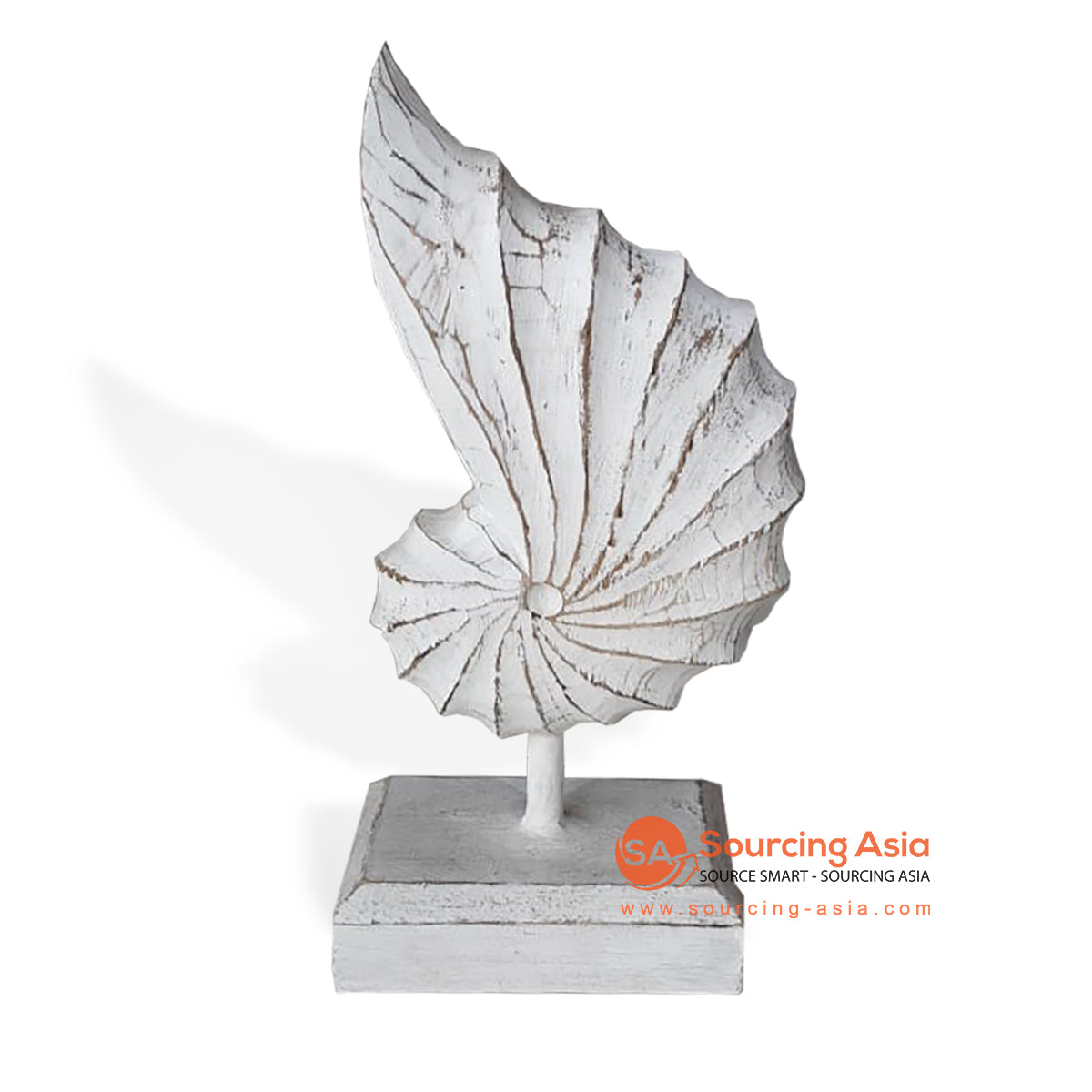 SLG005 WHITE WASH WOODEN SHELL ON STAND DECORATION