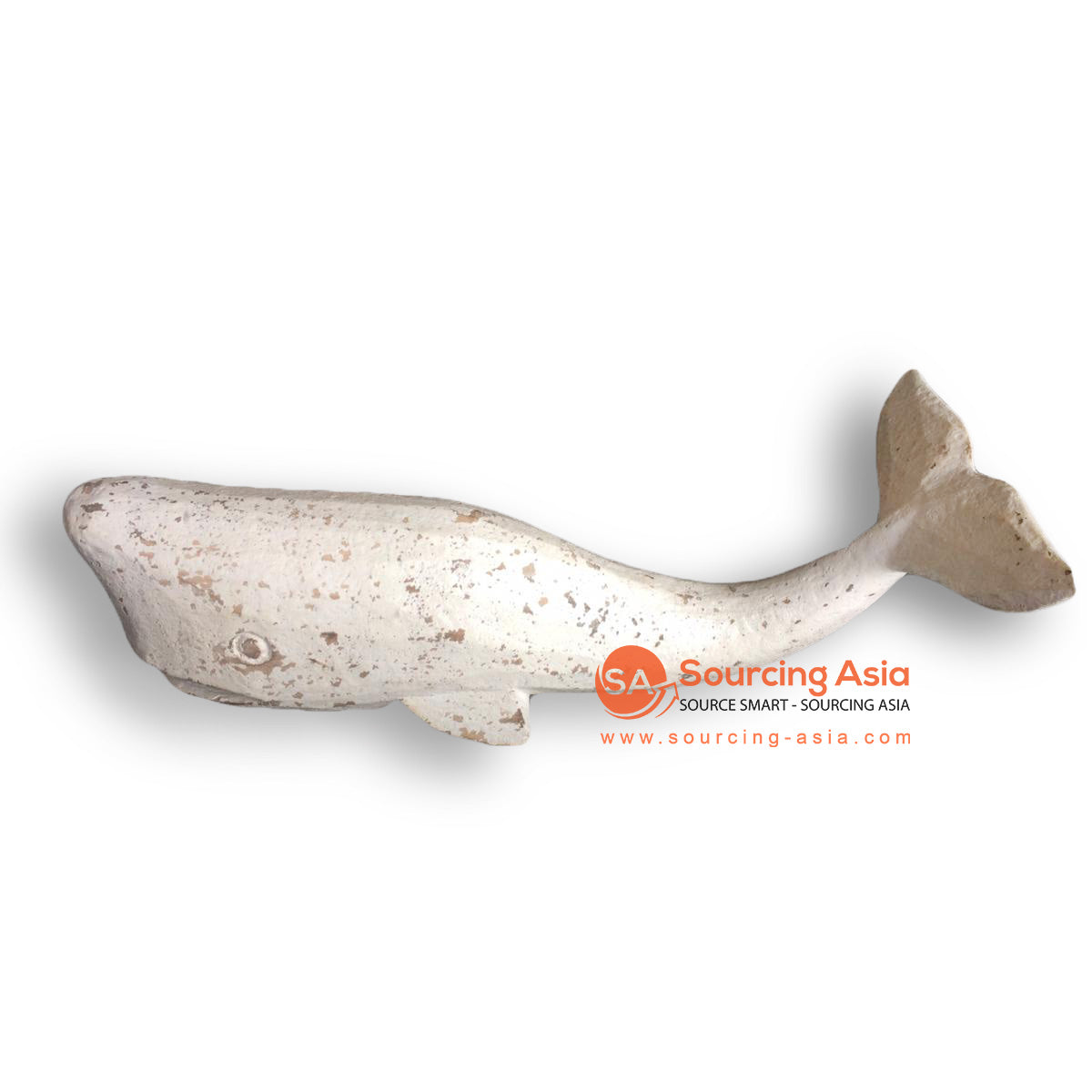 SLG014-2 WHITE WOODEN WHALE DECORATION