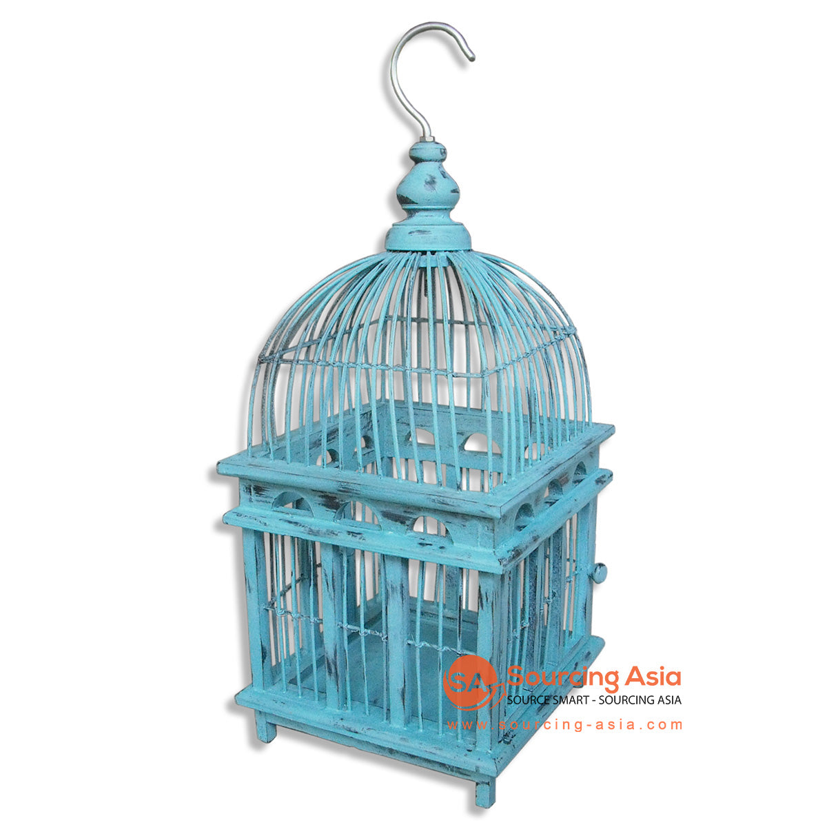SM026-1 BLUE WOODEN BIRD CAGE - Sourcing Asia