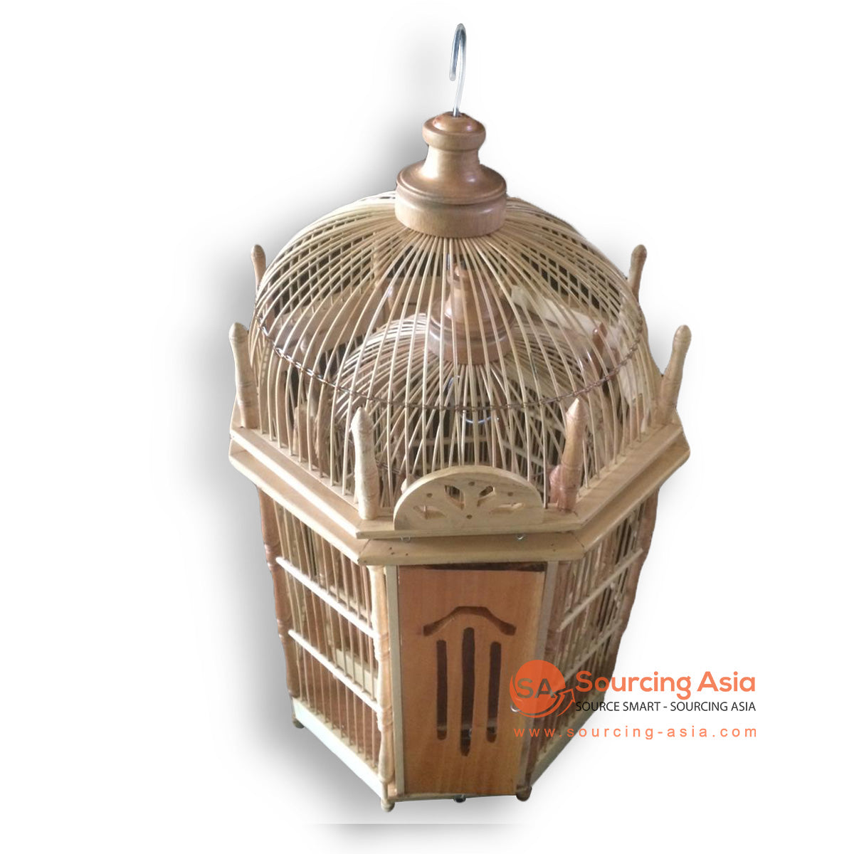 SM052-3 SET OF TWO NATURAL WOODEN BIRD CAGES