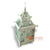 SM053-2 SET OF TWO GREEN WASH WOODEN BIRD CAGES WITH PAGODA SHAPE
