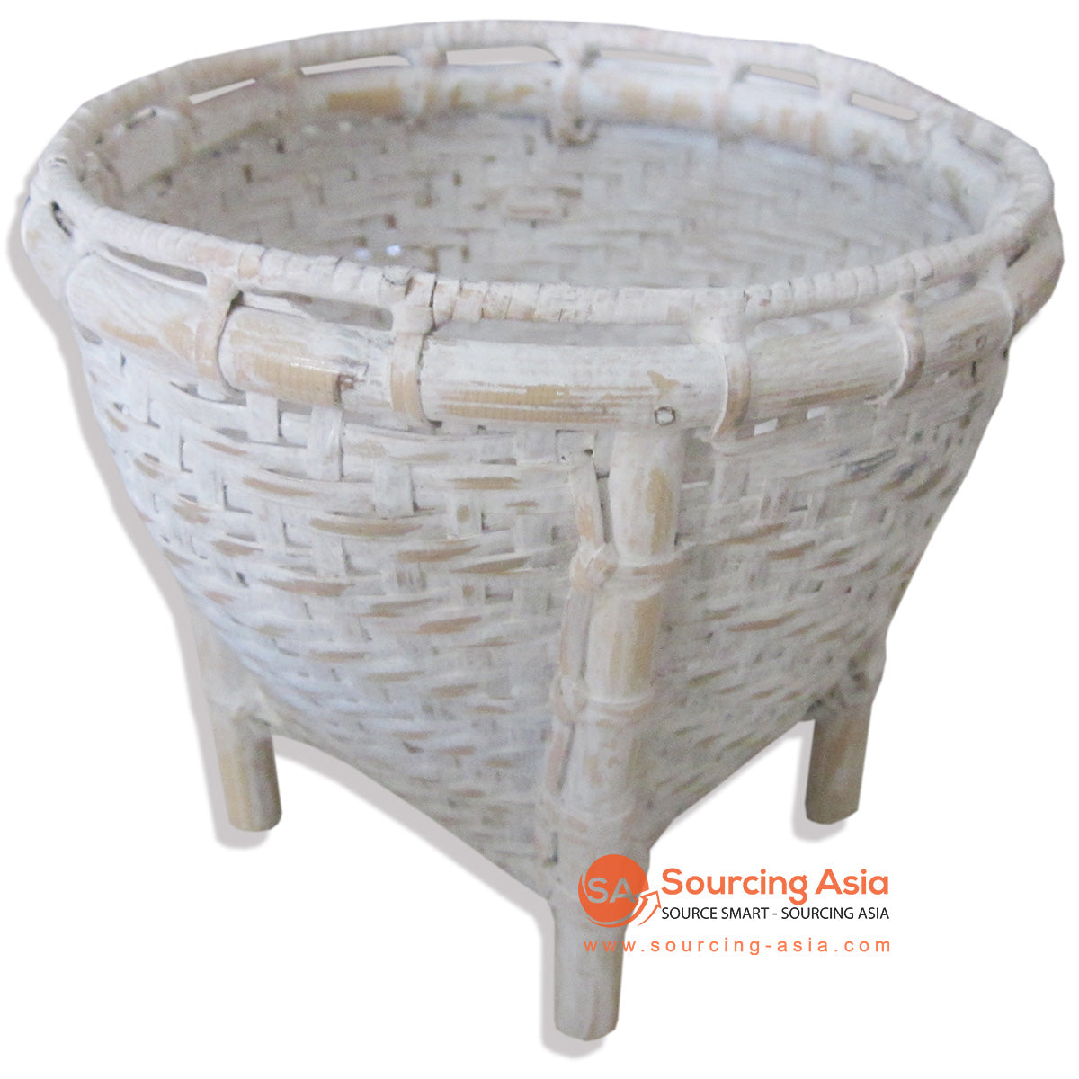 SOP021 WHITE WASH BAMBOO BASKETS WITH LEGS