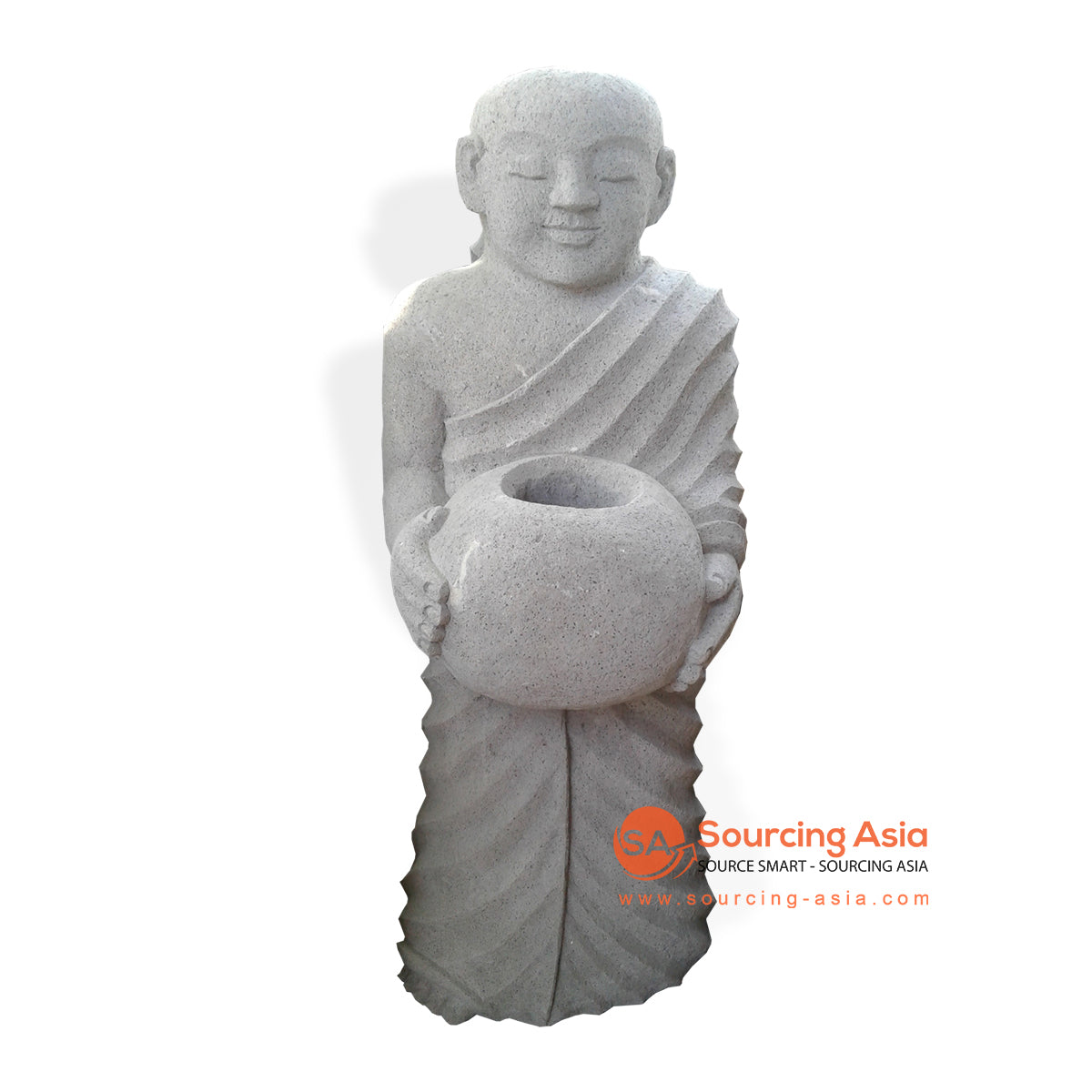 SSP119 STONE MONK STATUE WITH BOWL