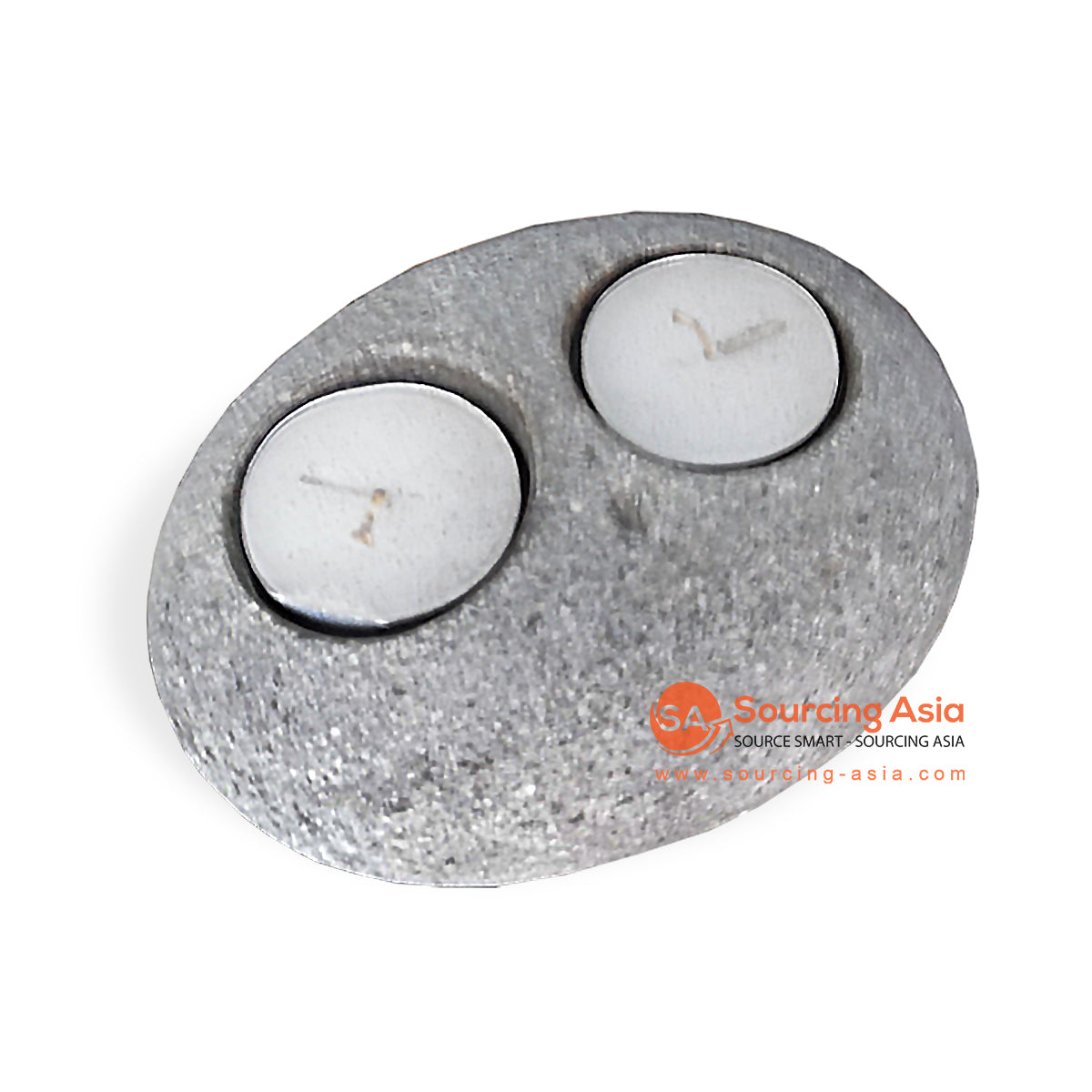 STO040 RIVERSTONE CANDLE HOLDER WITH TWO HOLES