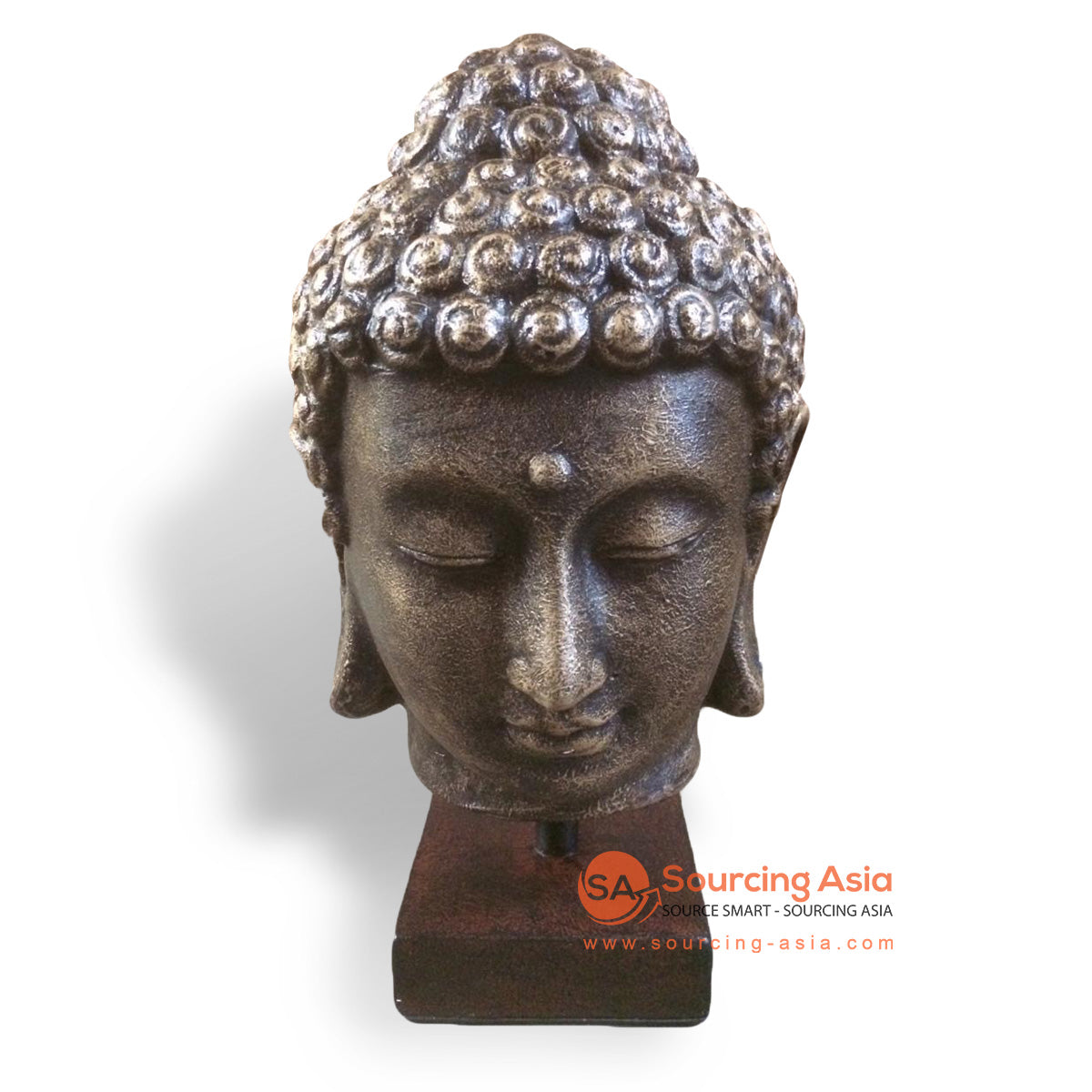 STO060 GOLD BLACK GRC BUDDHA HEAD ON STAND DECORATION - Sourcing Asia