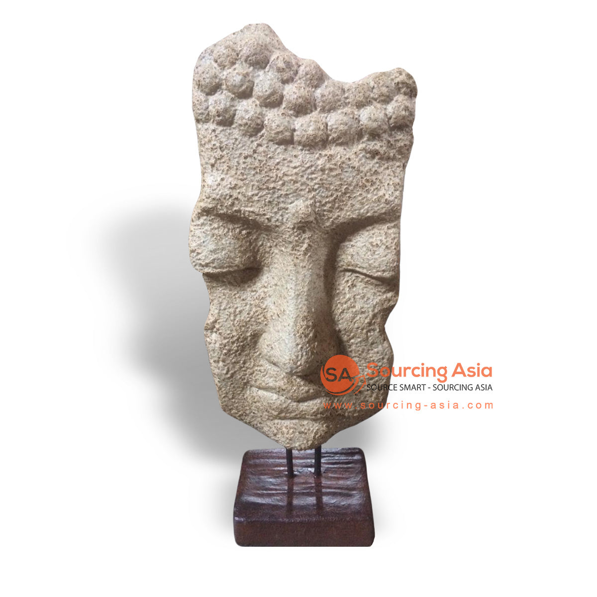 STO062 ANTIQUE GRC BROKEN BUDDHA FACE ON STAND DECORATION