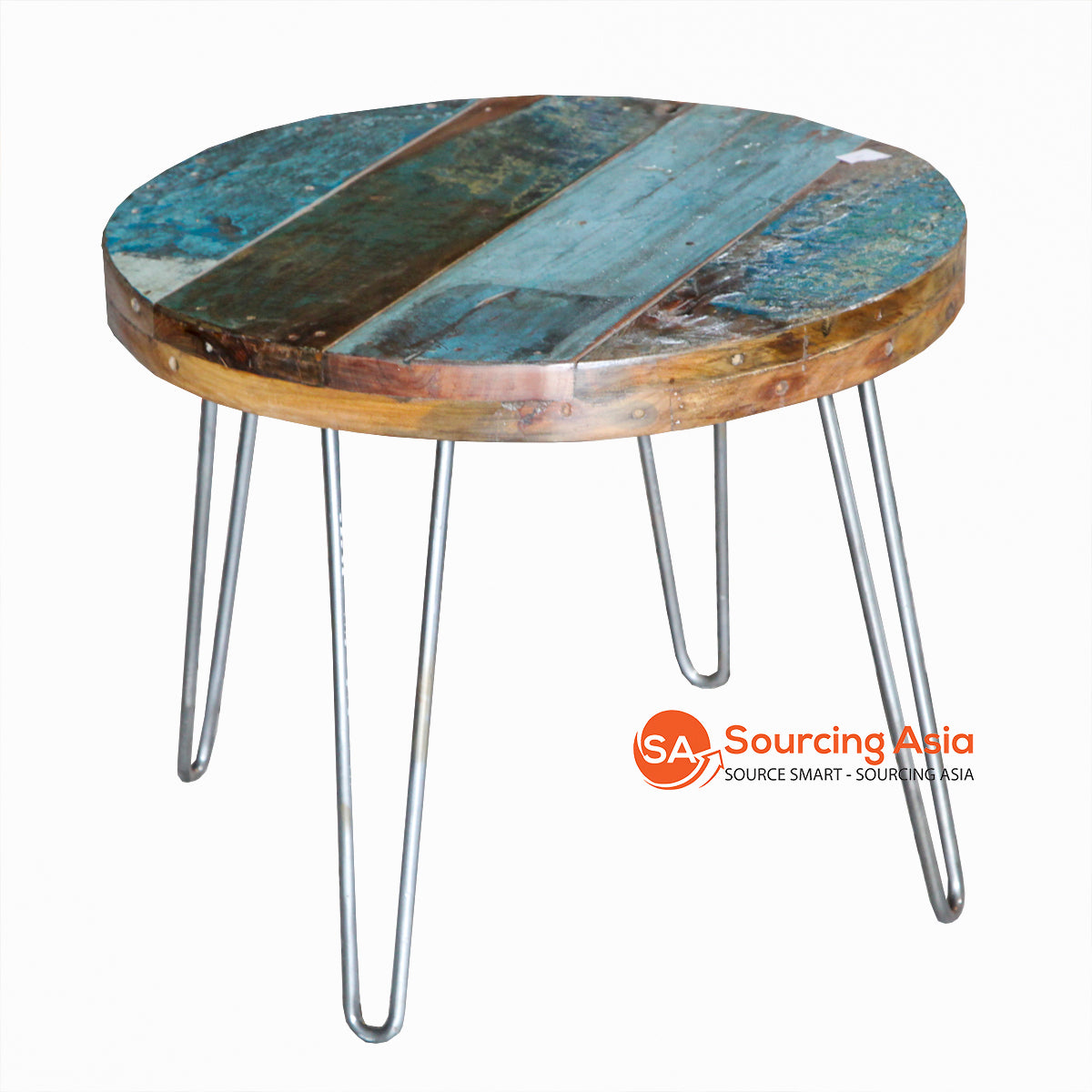 TAR201 RECYCLE TEAK COFFEE TABLE WITH IRON LEGS