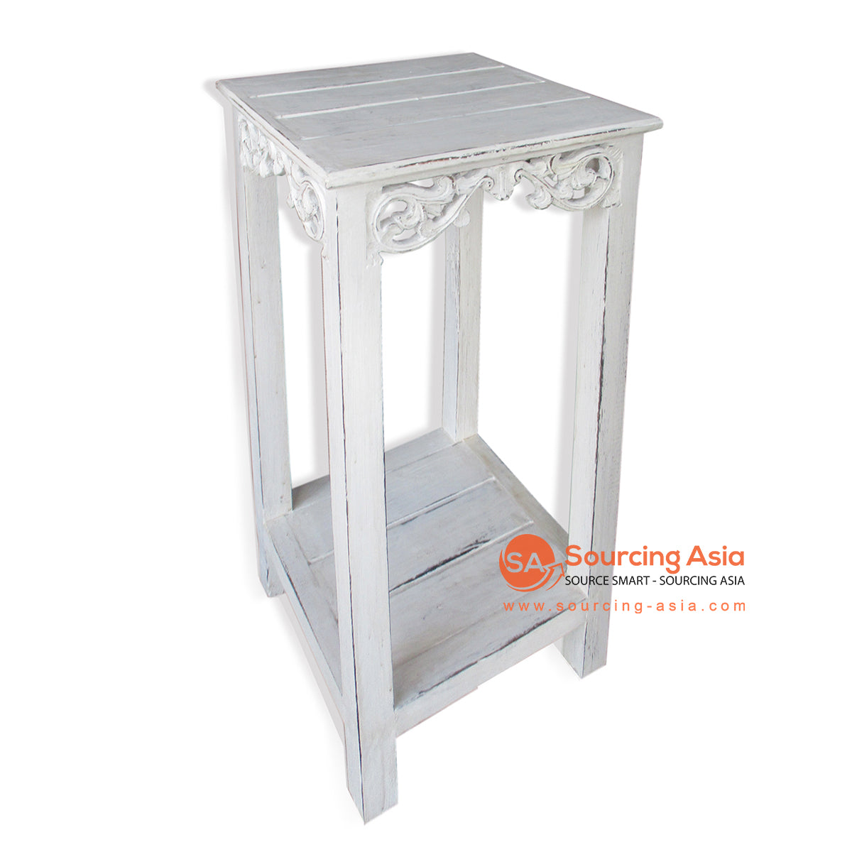 THE007M MEDIUM WHITE WASH WOODEN CONSOLE TABLE