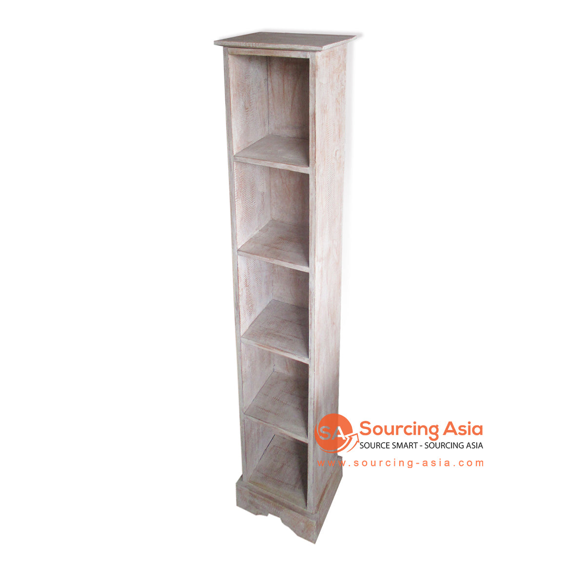 THE009-120BW BROWN WASH WOODEN DVD SHELF WITH FIVE SLOTS