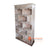 THE030BW BROWN WASH WOODEN RACK DISPLAY WITH 8 SLOTS, 4 DRAWERS AND 2 DOORS