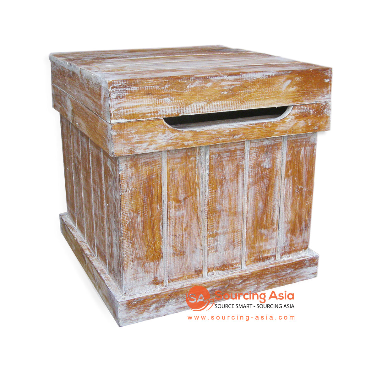 THE076-1 BROWN WASH WOODEN LAUNDRY BOX
