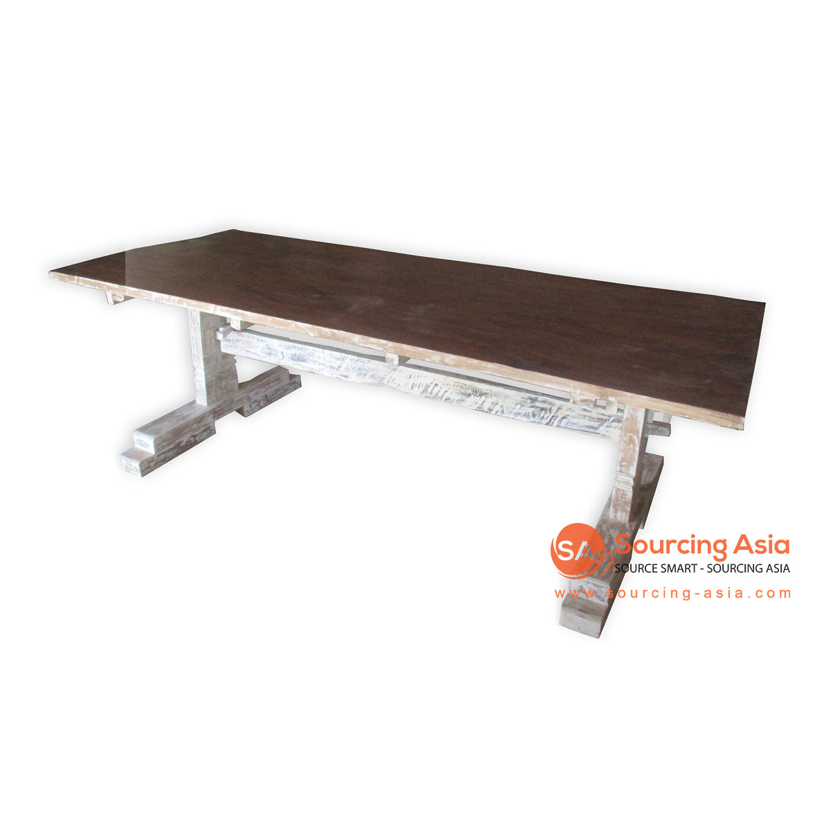 THE139 NATURAL AND WHITE WASH TEAK WOOD DINING TABLE