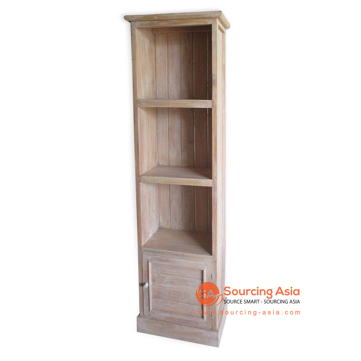 THE141BW BROWN WASH WOODEN BOOK RACK WITH THREE SLOTS AND DRAWER