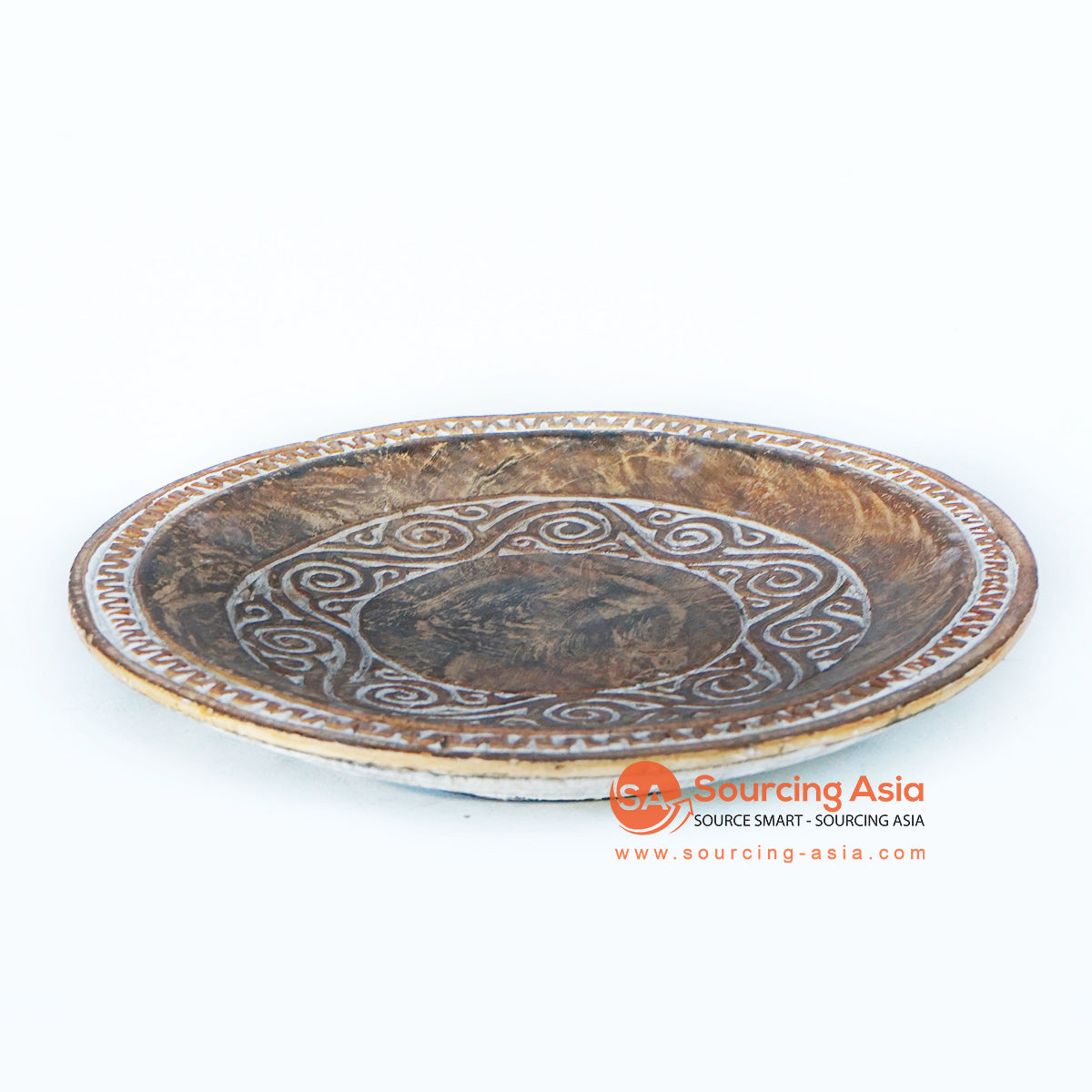 TKNC029 WOODEN ETHNIC TRIBAL CARVED PLATE