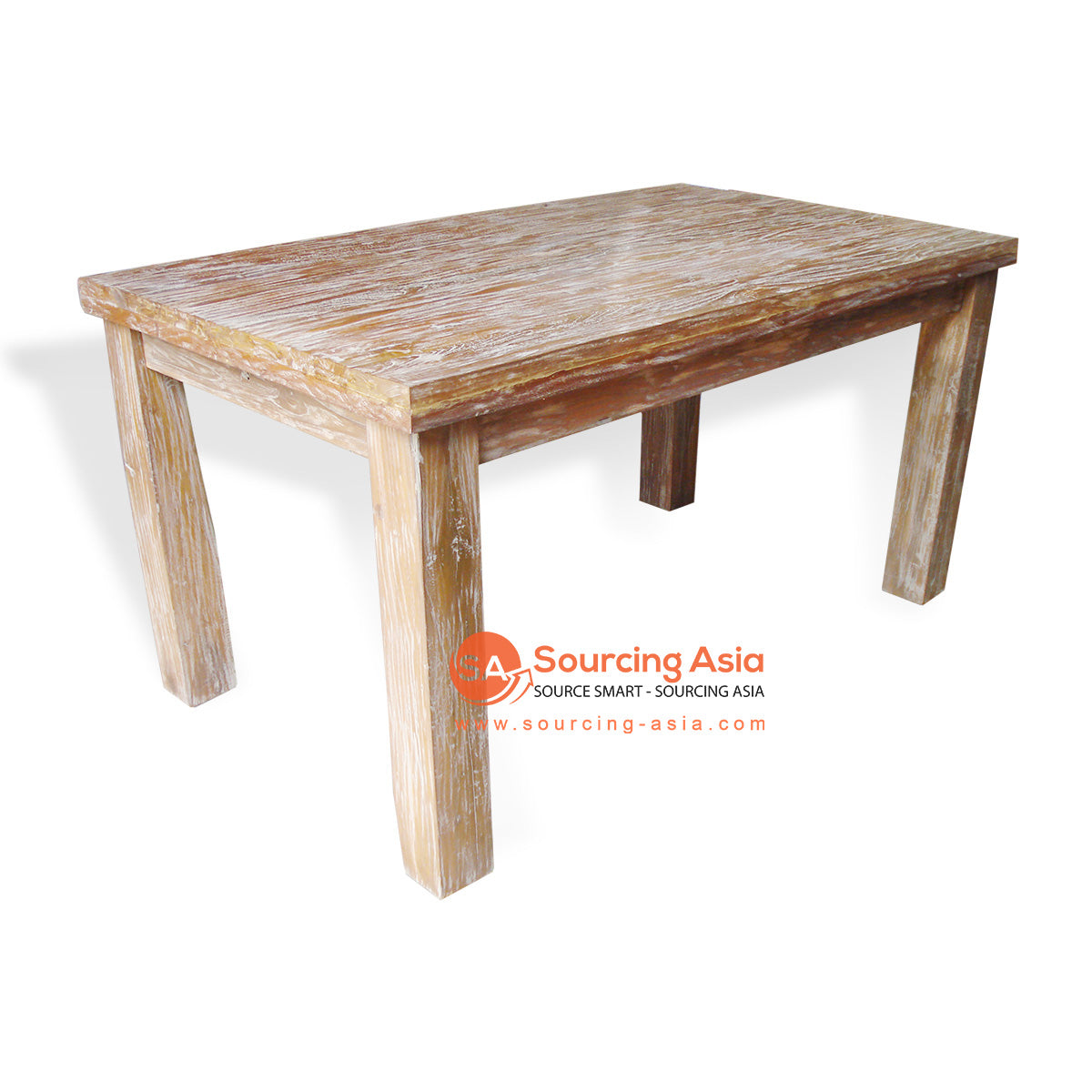 TRG-DTR6 MUD FINISH RECYCLED TEAK WOOD SIMPLE RUSTIC DINING TABLE
