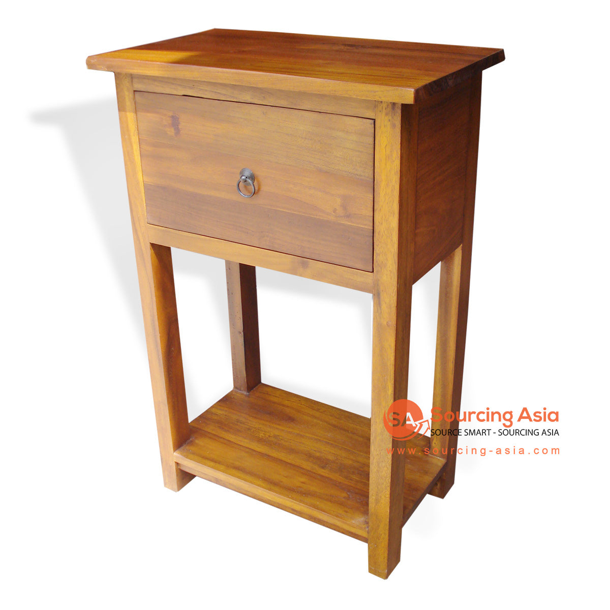 TRG-SPMD001 NATURAL RECYCLED TEAK WOOD ONE DRAWER AND SHELF SIDE TABLE