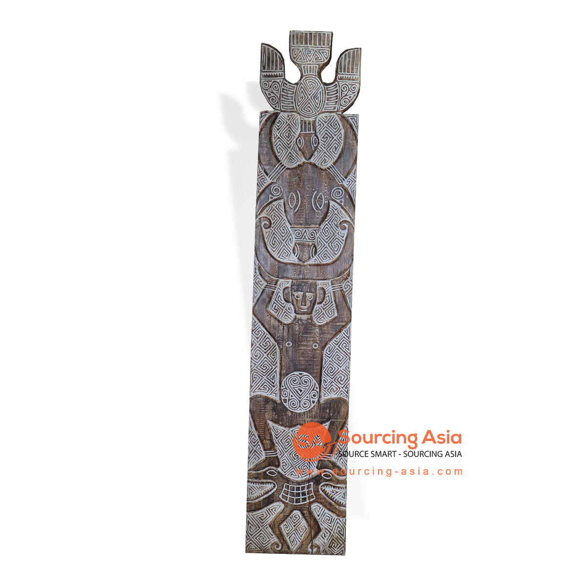 VIC048-2 BROWN WOODEN TRIBAL CARVED PANEL
