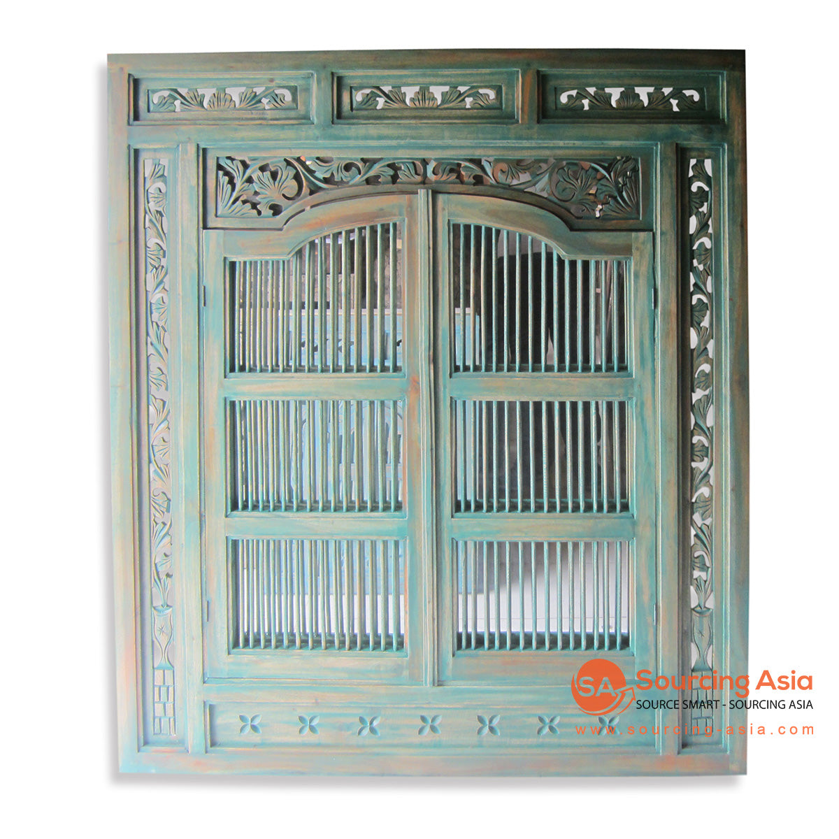 WIN003-LGW LIGHT GREEN WASH WOODEN PRISON MIRROR DECORATION WITH GLASS 5MM