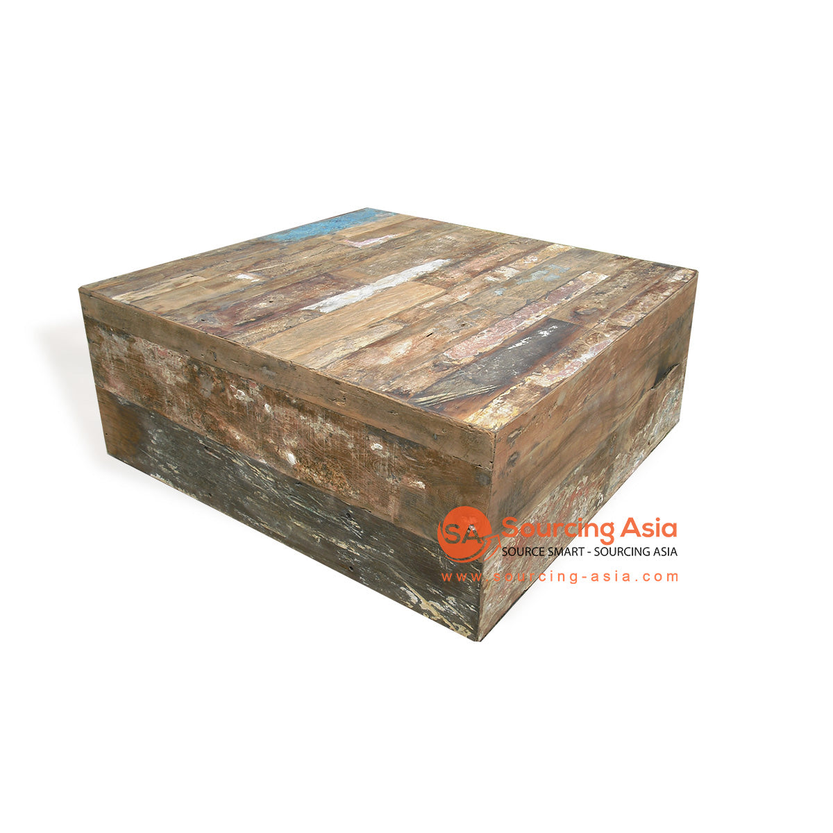 WK005 NATURAL RECYCLED BOAT WOOD SOLID BLOCK COFFEE TABLE