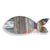 WK053-100 MULTICOLOR STRIPPED RECYCLED BOAT WOOD FISH DECORATION
