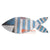 WK053 BLUE AND WHITE STRIPPED RECYCLED BOAT WOOD FISH DECORATION