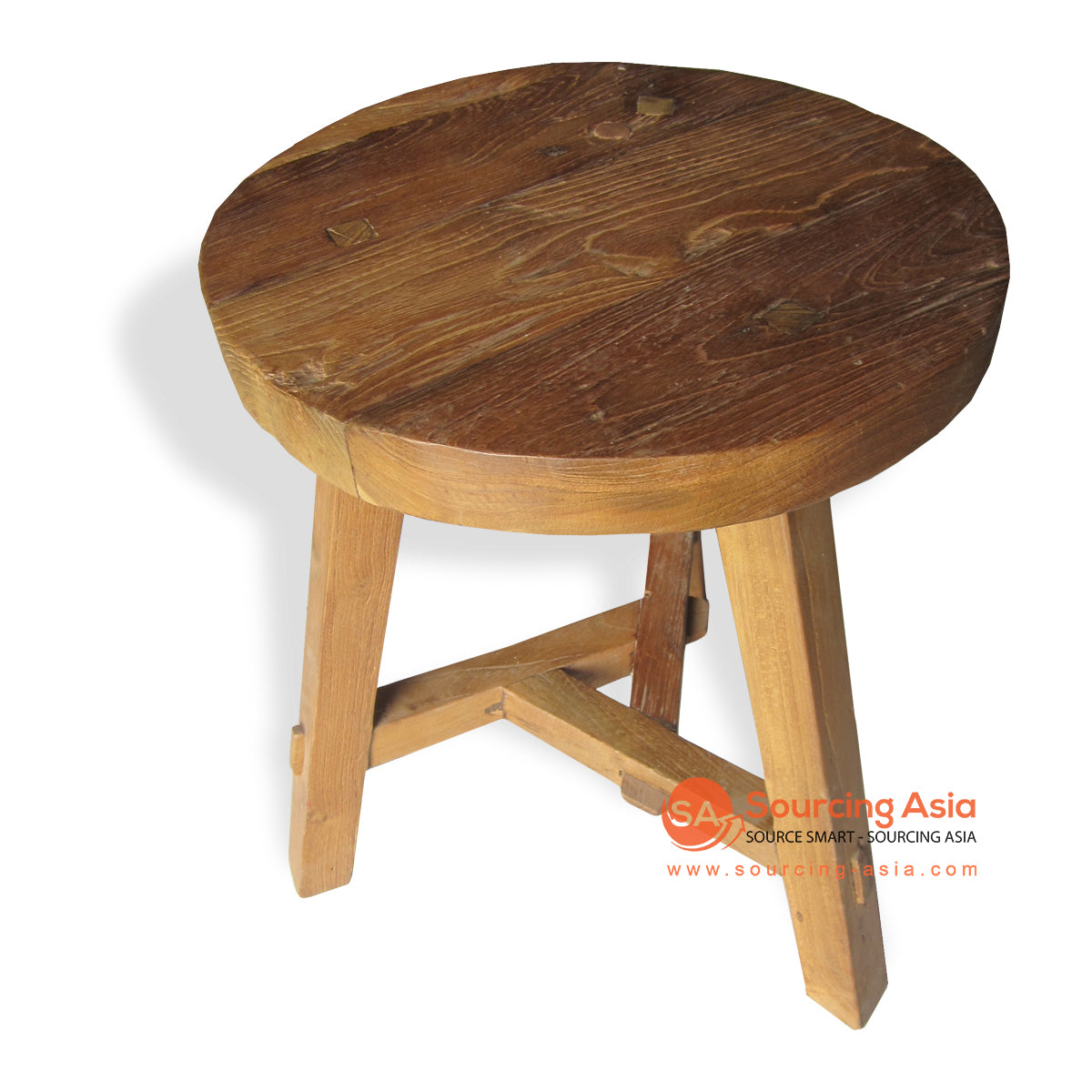 WK225-35 NATURAL RECYCLED BOAT WOOD TRIPOD STOOL