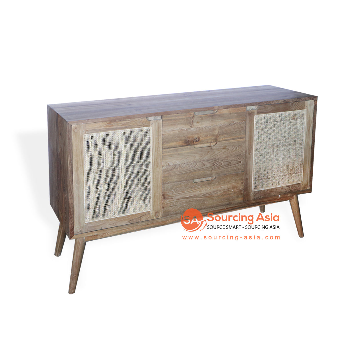 WK316 NATURAL RECYCLED TEAK WOOD THREE DRAWERS BUFFET